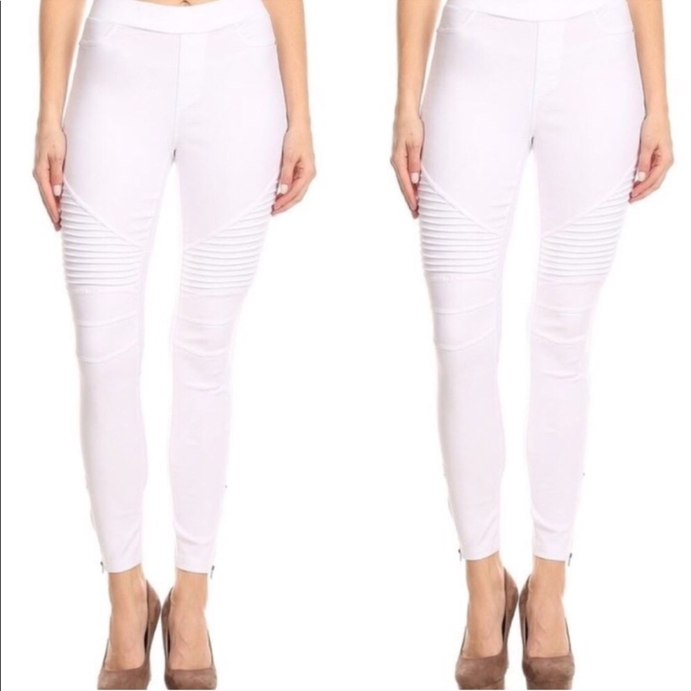 White Moto Jeggings - Picture 2 of 2
